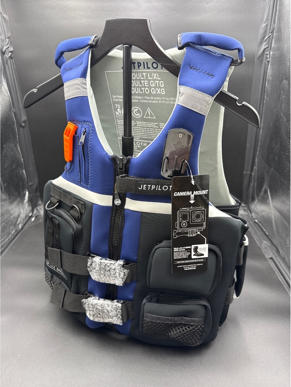 Jetpilot Adult L/XL Blue Life Vest with Camera Mount and PFD